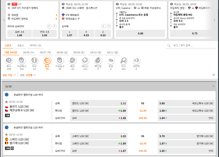 인투88 BTI 농구 배팅 화면